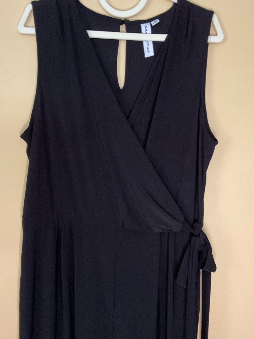 Emma & Michele Black Sleeveless Wrap Wide-Leg Jumpsuit